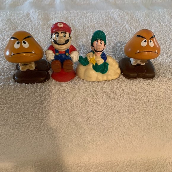 Vintage Super Mario Brothers Luigi Goomba Figures - Picture 1 of 7